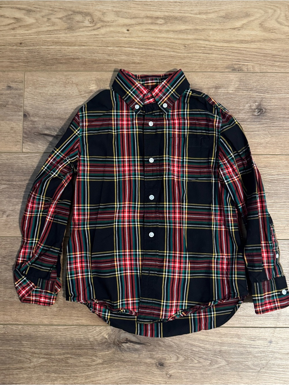 Crewcuts Black Red Green Plaid Button-Down Shirt